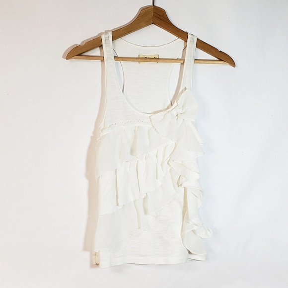 Hollister Tops - Hollister Ruffled and Bow Ehite Tank top Xsmall